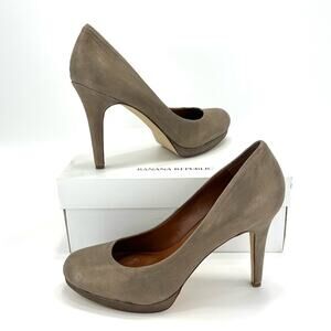 Banana Republic Kristen Stiletto Pumps Sz 10 Taupe Metallic Leather Platform New
